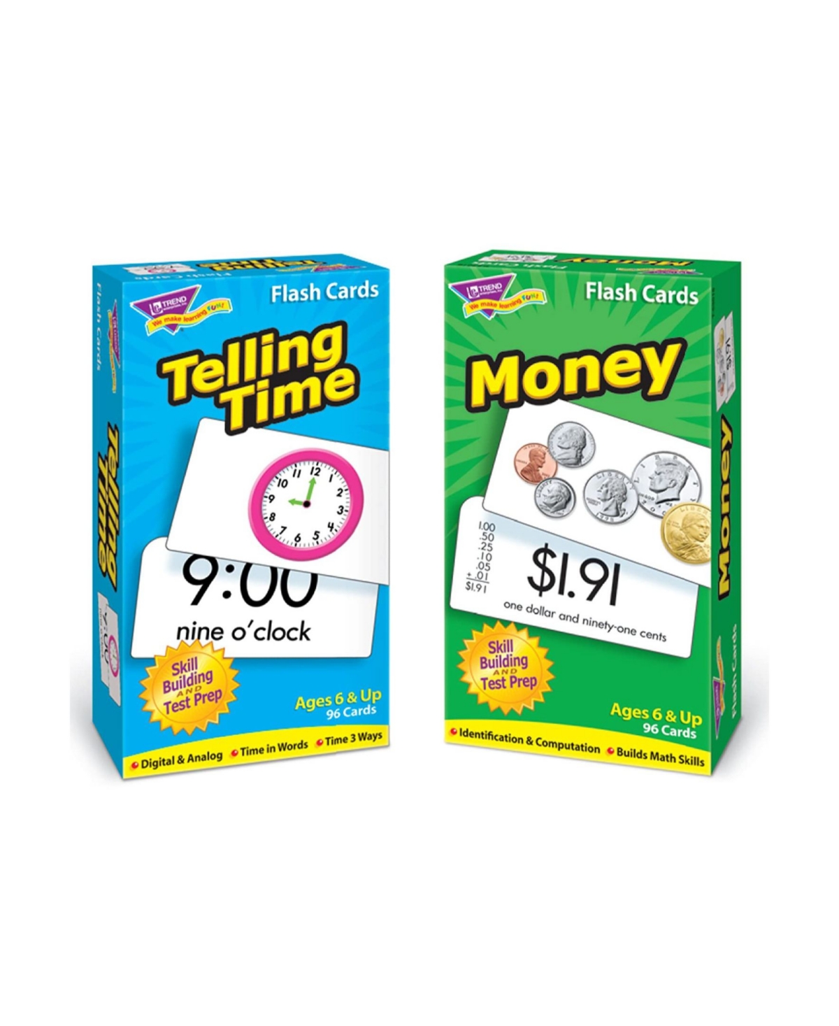 Trend Enterprises Kids' Time And Money Skill Drill Flash Cards Assortment In Open Misce