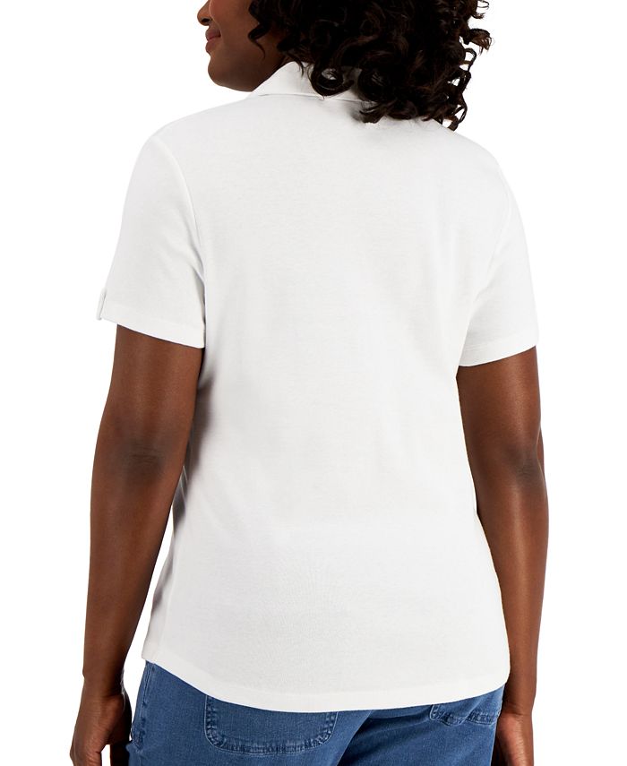 Karen Scott Short Sleeve Button Shirt, Created for Macy's & Reviews ...
