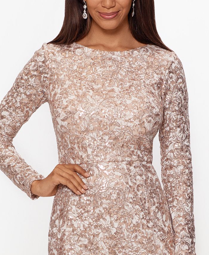 XSCAPE Sequin & Lace Dress Macy's