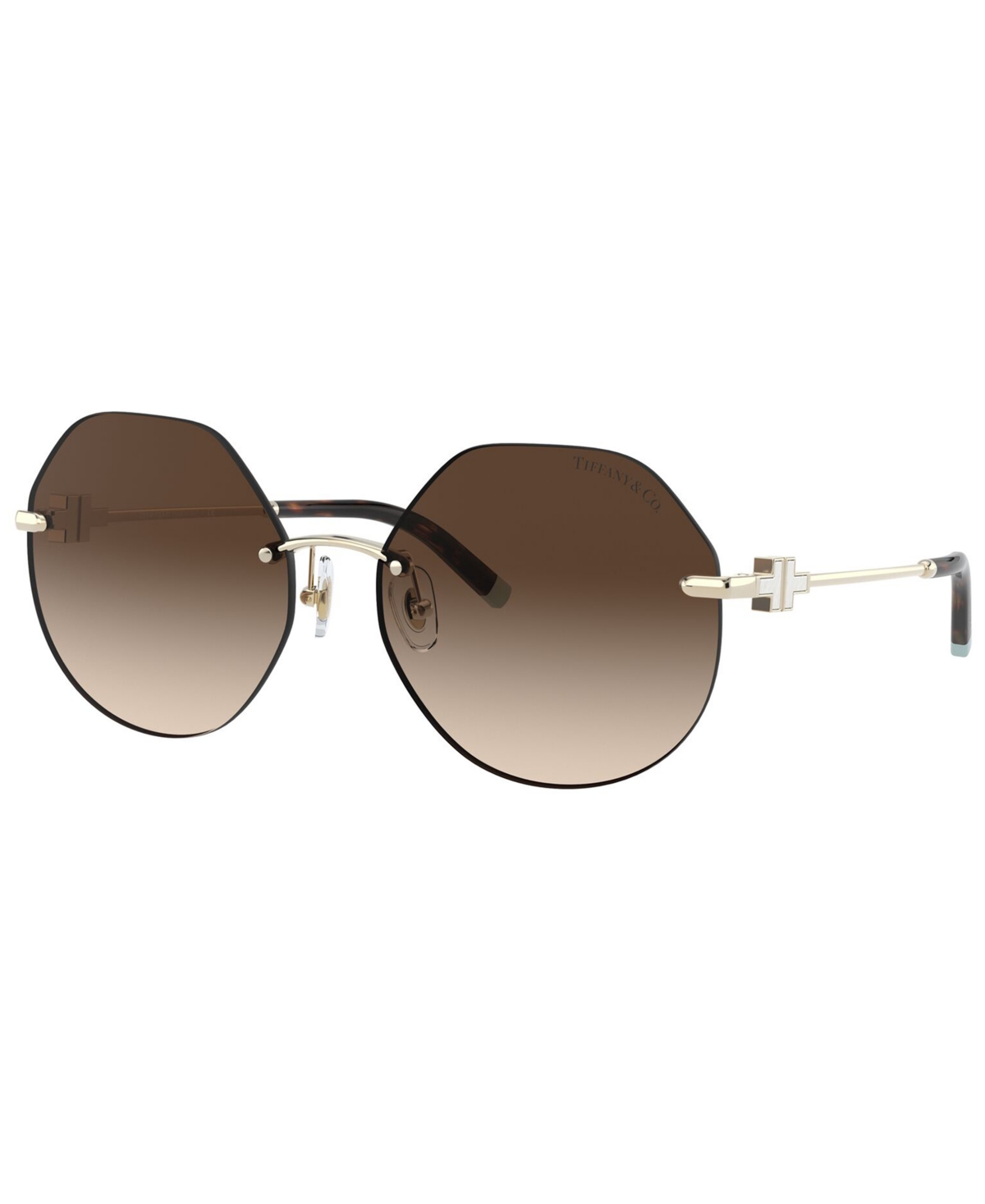 Tiffany & Co Tf3077 Irregular-frame Metal Sunglasses In Pale Gold,brown Gradient