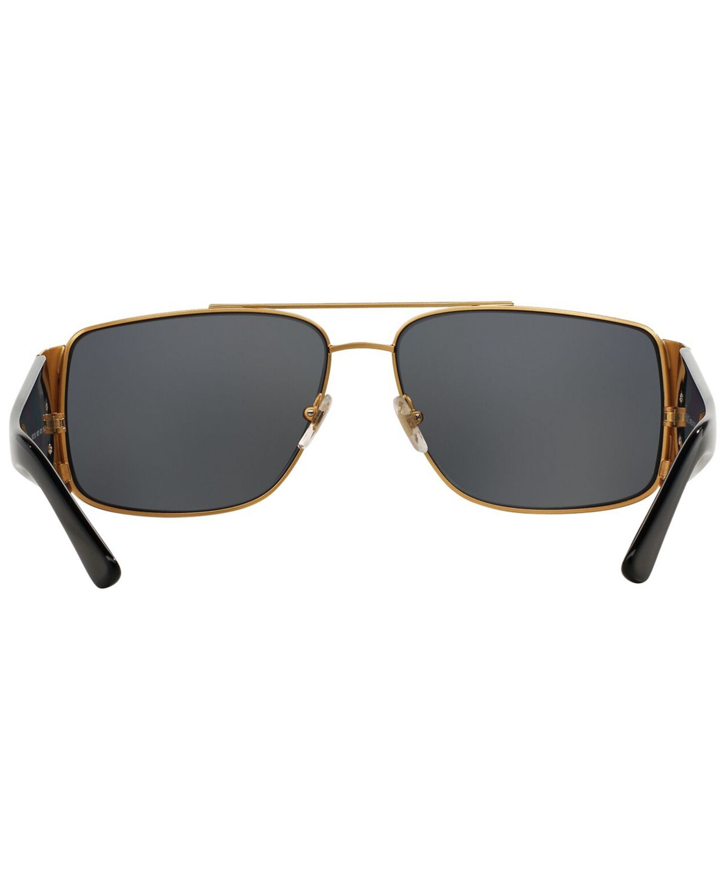 Женские солнцезащитные очки Versace Polarized Sunglasses, VE2163, цвет: Золотой чёрный / Серый — фото 7