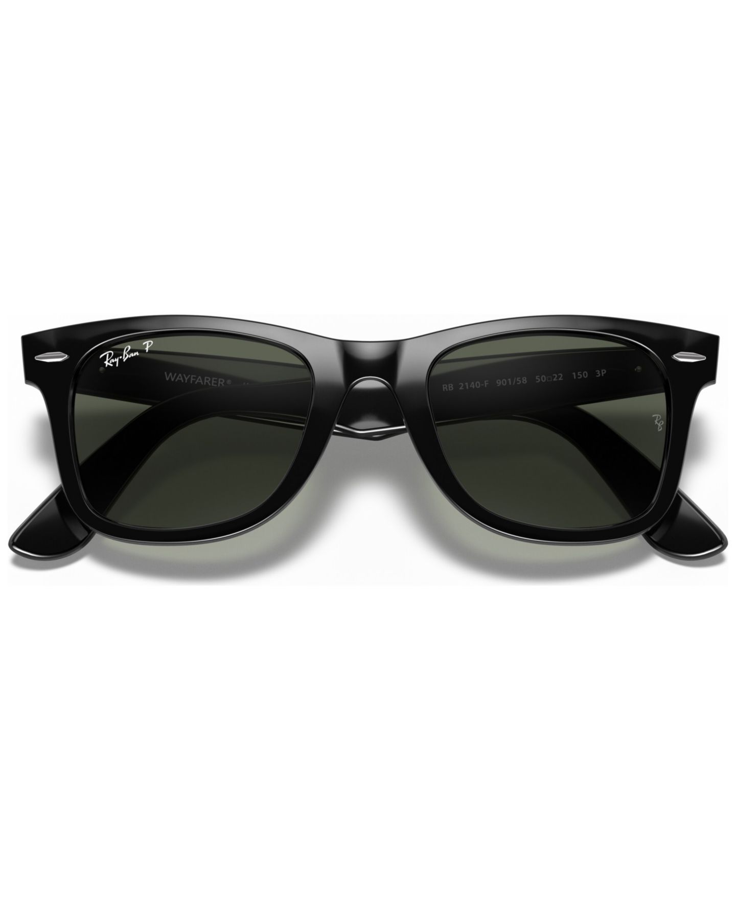 Женские солнцезащитные очки Ray-Ban Polarized Sunglasses, RB2140F Original Wayfarer, цвет: Чёрный / Зелёный — фото 4