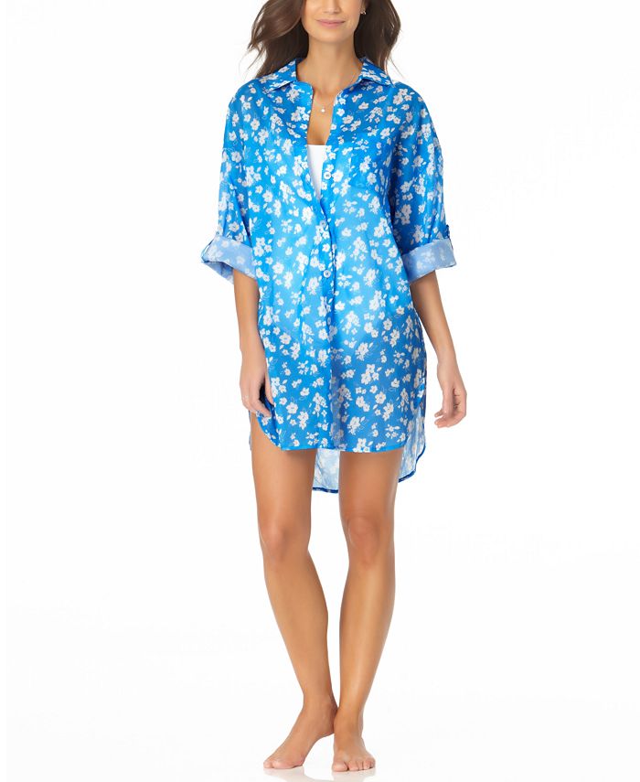 Anne Cole FloralPrint Boyfriend Shirt CoverUp Macy's