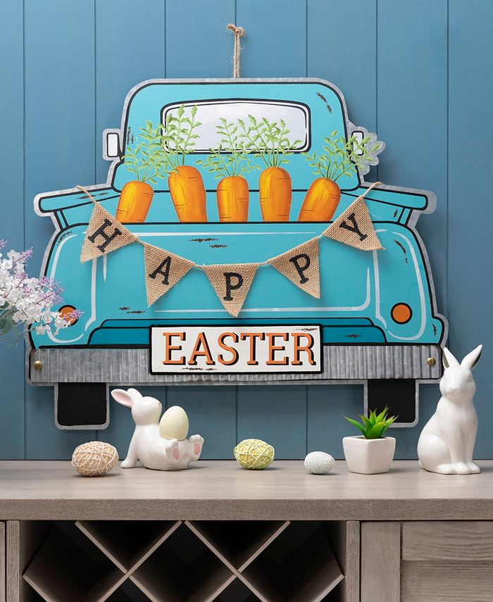 Glitzhome 26"H Easter Metal Truck Yard Stake or Wall Décor or Standing