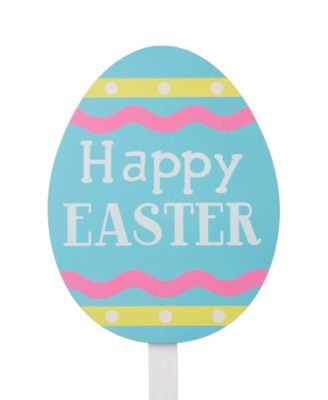 Set of 3 15"H Wooden Easter Egg Yard Stake