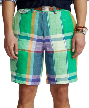 Polo Ralph Lauren Men's 9-Inch Classic-Fit Linen Madras Shorts