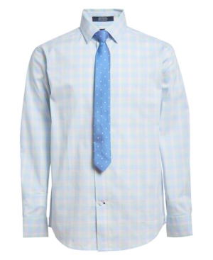Big Boys Stretch Plaid Shirt and Tie 2-piece Set