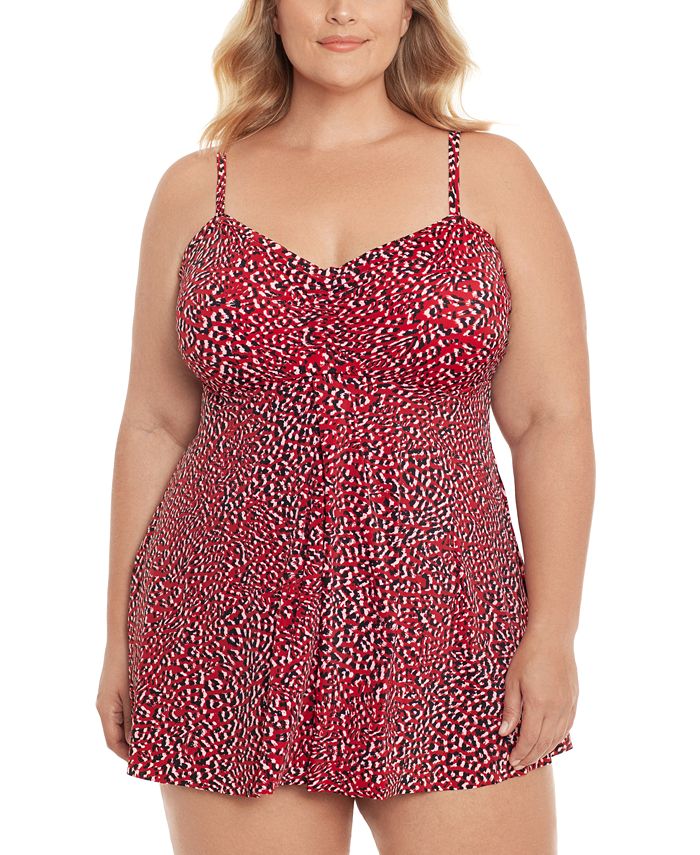 Swim Solutions Plus Size Printed Baby Spice Sweetheart Flyaway Tummy