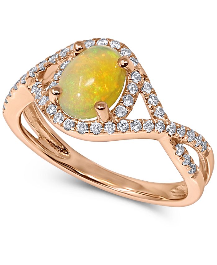 Macy s Opal 3 4 ct. t.w. Diamond 1 3 ct. t.w. Openwork