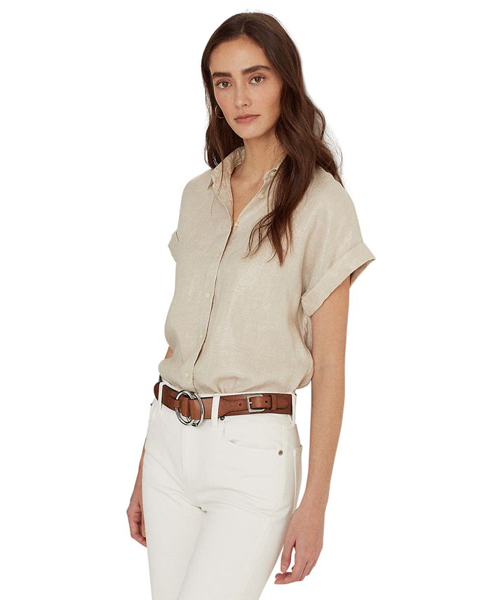 Lauren Ralph Lauren Linen Dolman-Sleeve Shirt - Macy's