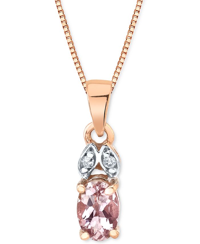 Macy's - Morganite (3/8 ct. t.w.) & Diamond Accent 18" Pendant Necklace in 14k Rose Gold