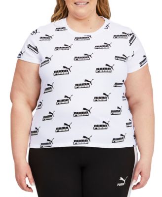Women's Plus Size Cotton Amplified Allover Logo-Print T-Shirt