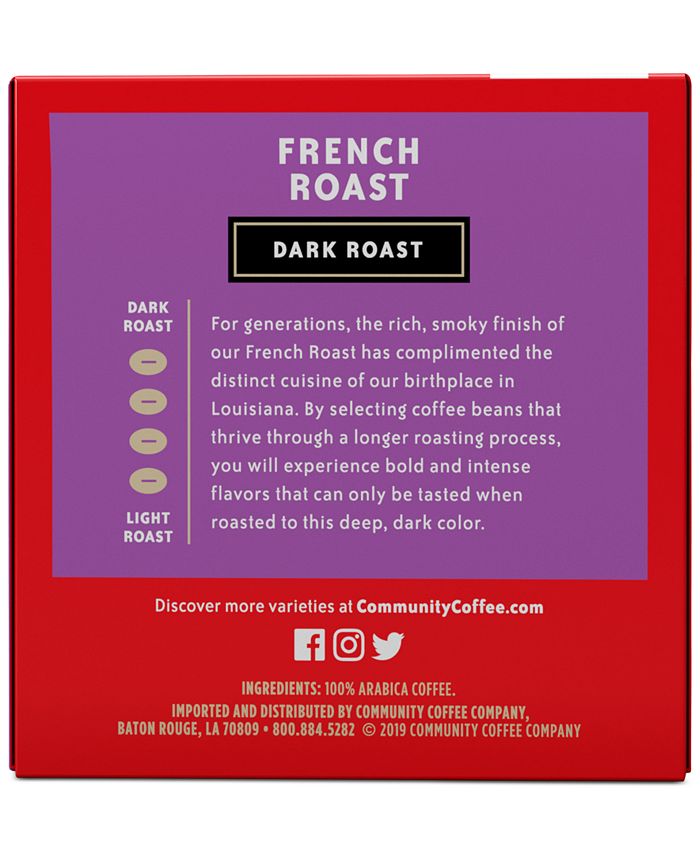Community Coffee - French Roast Extra Dark Roast Single Serve Pods, Keurig K-Cup Brewer Compatible, 72 Ct