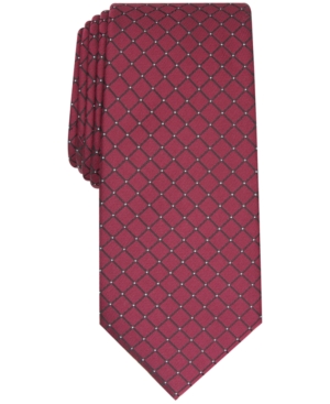 Alfani Men's Malone Grid Slim Tie, Created For Macy's In Red