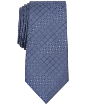 Alfani Men's Malone Grid Slim Tie, Created For Macy's In Navy