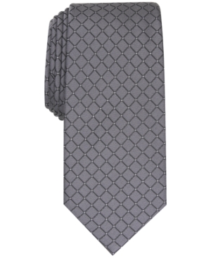 Alfani Men's Malone Grid Slim Tie, Created For Macy's In Charcoal