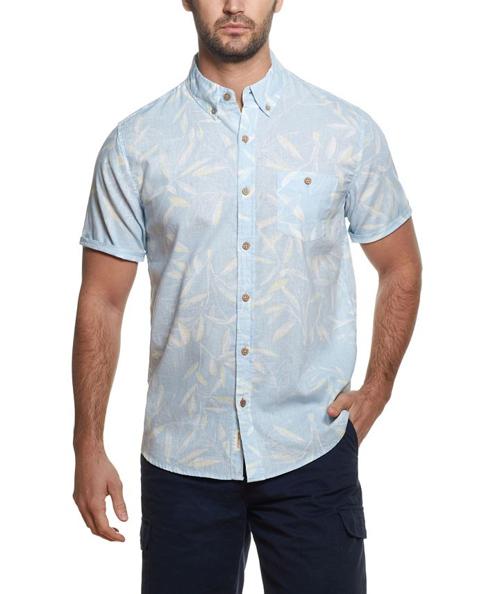 Weatherproof Vintage Men's Short Sleeve Linen Floral Print Shirt ...