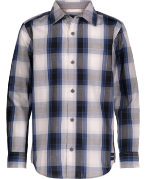 Calvin Klein Big Boys Gridscape Plaid Long Sleeve Shirt