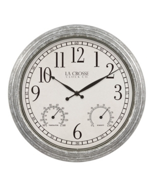 La Crosse Technology Clock 14" Silas Indoor And Outdoor Galvanized Analog Quartz Wall Clock In Silver- Tone