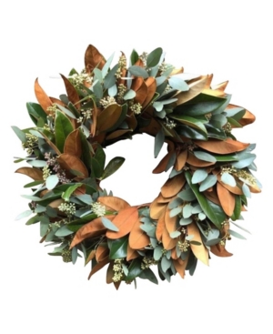 Greenishblu Fresh Magnolia And Seeded Eucalyptus Wreath In Open Misce