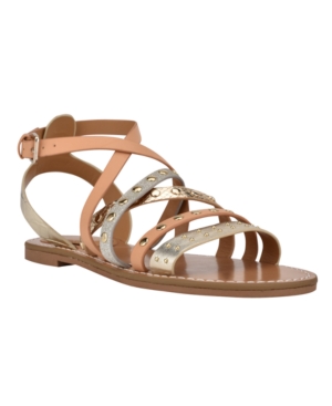 Nine West Women's Cane Strappy Flat Sandals Women's Shoes