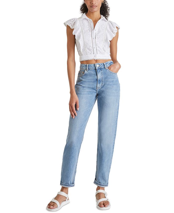 French Connection Duna Broderie Lawn Cropped Top - Macy's