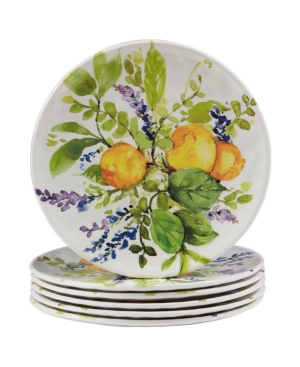 Certified International Melamine Set Of 6 Lemon Zest Salad Plates In Multicolor