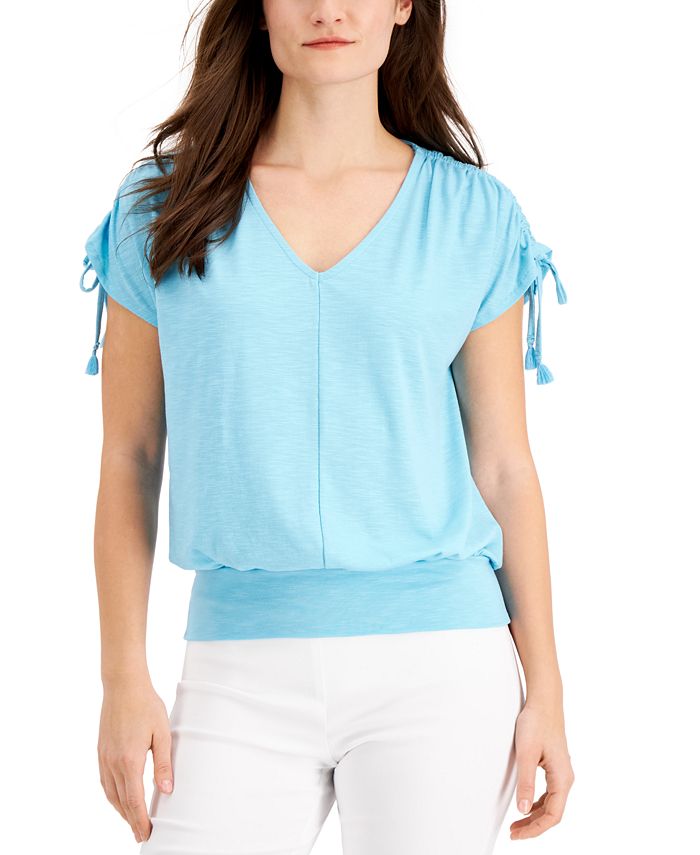 JM Collection Gathered-Sleeve Top, Created for Macy's & Reviews - Tops ...