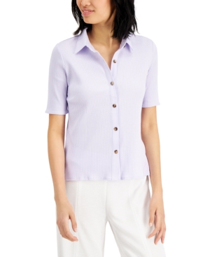 Alfani Ribbed Shirt, Created For Macy's In Lightest Lilac