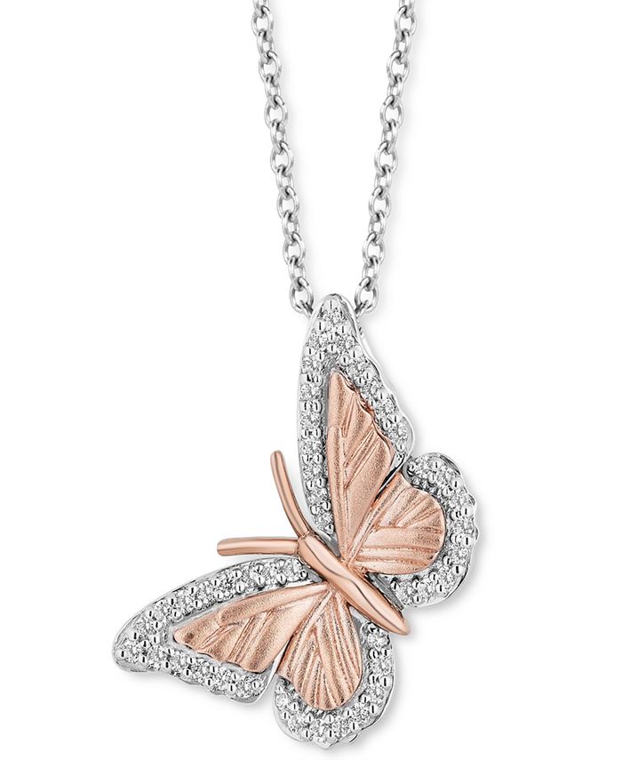 14kt Rose Gold Diamond 3-Butterfly Necklace