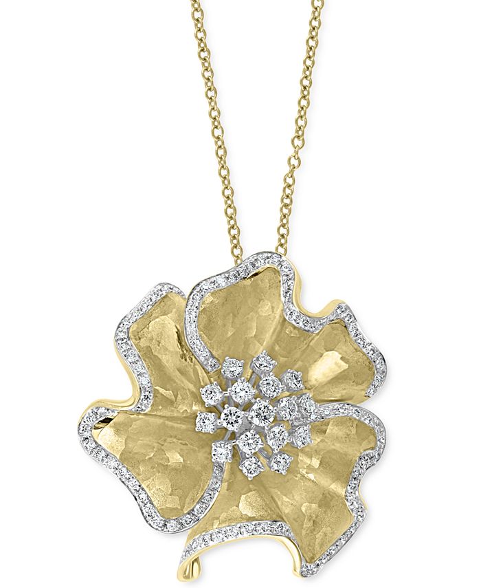 EFFY Collection - Diamond Flower 18" Pendant Necklace (1-1/2 ct. t.w.) in 14k Gold