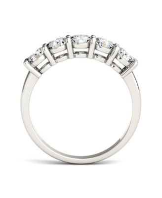 Moissanite Five Stone Band 1-1/6 ct. t.w. Diamond Equivalent in 14k White Gold