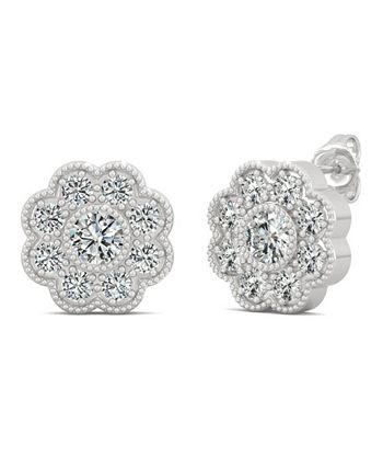 Charles & Colvard - Moissanite Floral Stud Earrings 3/4 ct. t.w. Diamond Equivalent in 14k Gold, Rose Gold or White Gold