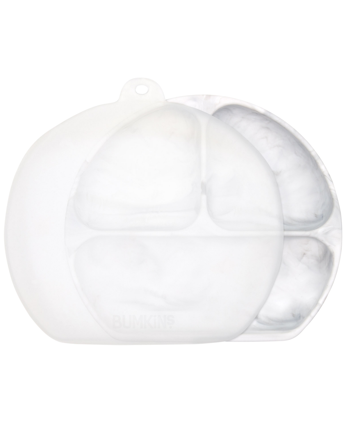 Shop Bumkins Baby Boys Or Baby Girls 3-section Grip Dish With Lid In White Marble