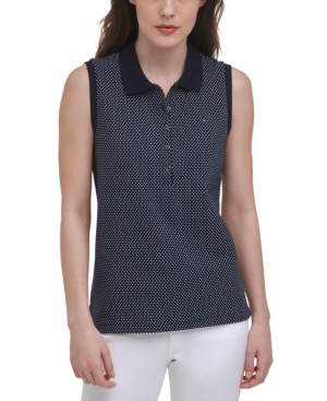 Tommy Hilfiger Dot-Print Sleeveless Polo
