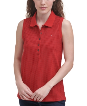 Tommy Hilfiger Dot-Print Sleeveless Polo