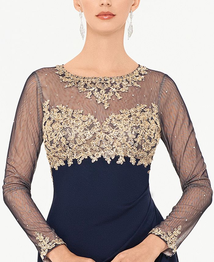 xscape embellished ruched gown