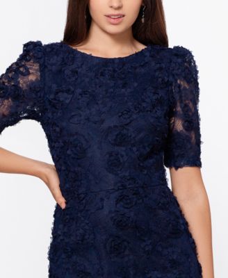 XSCAPE Puff-Lace-Sleeve Sheath Dress 