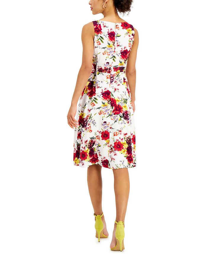 Taylor Petite Floral-Print A-Line Dress - Macy's