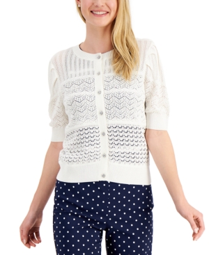 Charter Club Petite Puff Elbow-Sleeve Cardigan Sweater Created for Macy's