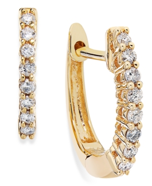 image of Diamond Mini Hoop Earrings (1/8 ct. t.w.) in 10k White, Rose or Yellow Gold