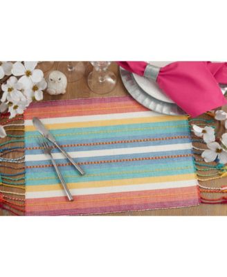 Striped Design Dobby Placemats, Set of 4, 19" x 13"