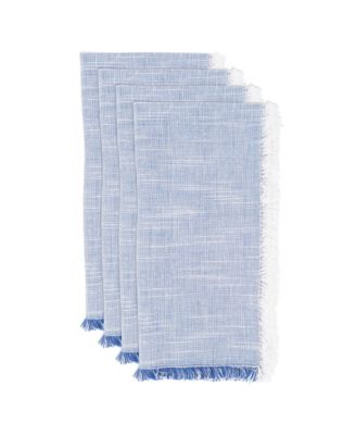 Fringe Napkins with Two-Tone Design, Set of 4, 20" x 20"