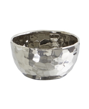 Nearly Natural 8.75" Designer Silver-tone Bowl In White