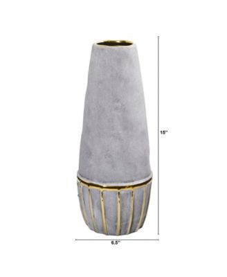 15" Regal Stone Decorative Vase with Gold-Tone Accents