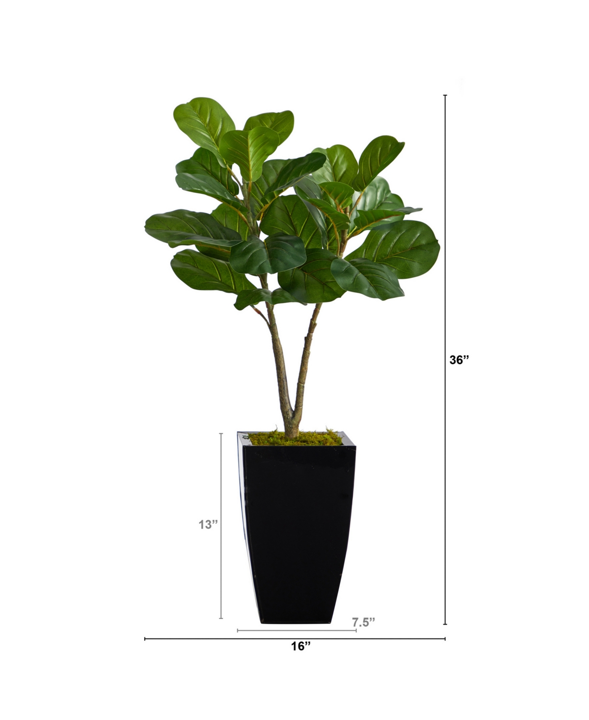 NEARLY NATURAL 3' FIDDLE LEAF FIG ARTIFICIAL TREE IN METAL PLANTER 