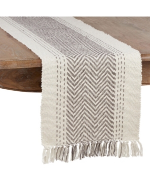 Saro Lifestyle Table Runner With Kantha Stitch Design, 54" X 16" In Silver