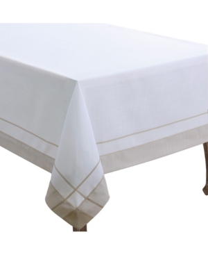 Saro Lifestyle Casual Tablecloth With Banded Border Design, 72" X 72" In Open White