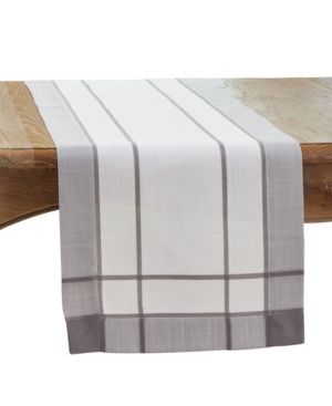 Saro Lifestyle Long Table Runner With Banded Border Design, 90" X 16" In Silver