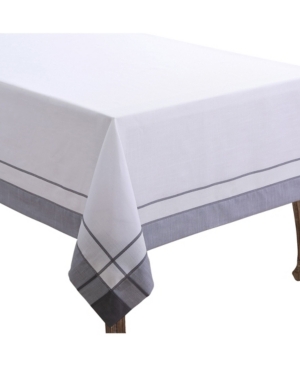 Saro Lifestyle Casual Tablecloth With Banded Border Design, 72" X 72" In Silver